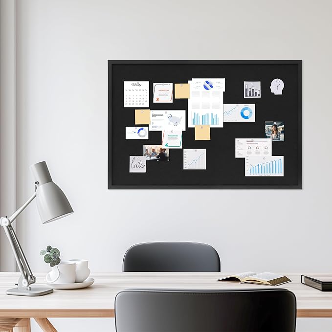 DAHAPYBOO Cork Board with Linen Black 2Pack,Bulletin Board 36"x24" | Corkboards for Office Home School Message Board or Vision Board Decoration