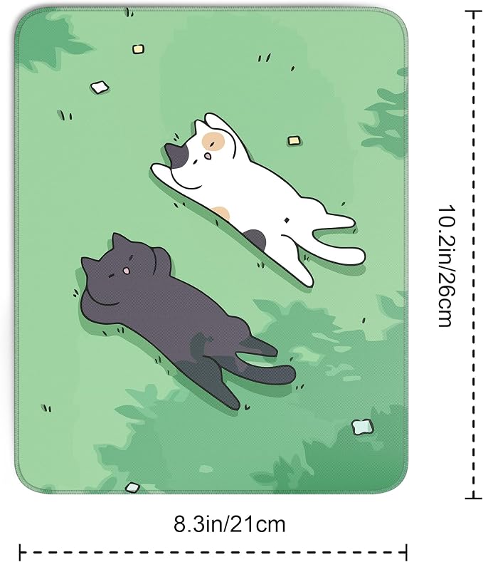 Cute Cat Square Mouse Pad,Black and White Cats Mouse Pads for Wireless Mouse Desk Accessories,10"X8"Travel Mousepad with Non-Slip Rubber Base, Stitched Edge Mouse Pads for Desk,Computers,Laptop,Office