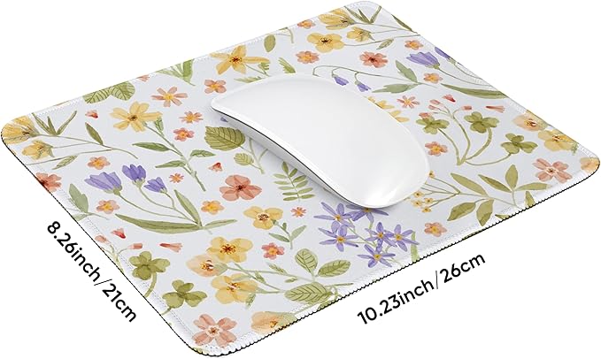 Premium Mouse Pad with Stitched Edges – 10.2 x 8.3 in | Smooth, Washable Mat with Non-Slip Base | Personalized Cute MousePads for Laptop, Computer, Office, Home (Pressed Flower Art)
