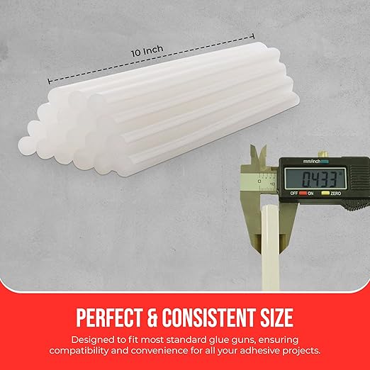 Economy® Full Size Hot Melt Glue Sticks for Glue Gun - Bulk 10in Clear - Great for Art, Craft & Repairs - 7/16" X 10" (Approx 125 Sticks, 7lbs Pack) - Made in USA