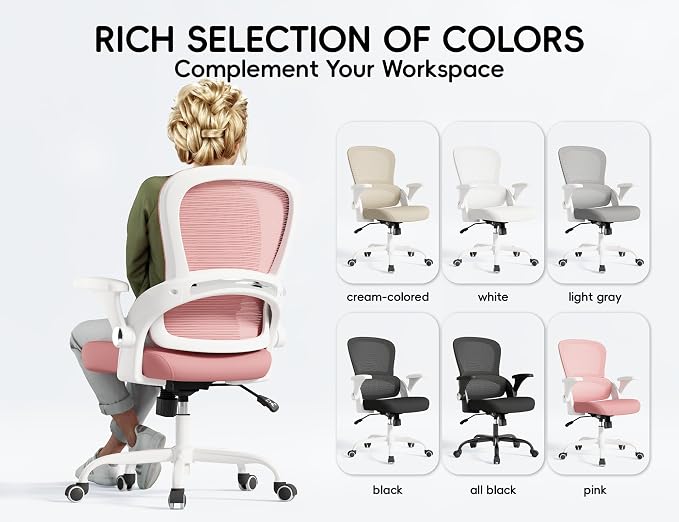 TRALT Office Chair - Ergonomic Office Chair with Back Support for Adults | Home Office Desk Chair with Lumbar Support - Ergonomic Mesh Chairs 330 lb Wide Seat for Work, Study, Office, Gaming(Pink)