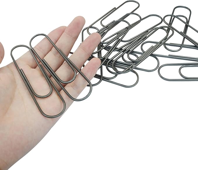 4 Inch Jumbo Paper Clips, Black, 15Pcs | Coated Large Reusable Big Paperclips for Office, School, Home Document Organizing