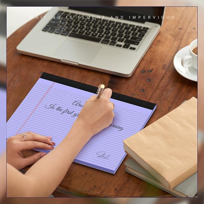 AILZFEI 3 Pack Wide Legal Pads 11" x 9.5" (Landscape Format) Purple College Ruled Note Pad Narrow Ruled 30 Sheets per Notepad Perforated Writing Paper with Thick Backboard Horizontal Pads of Paper