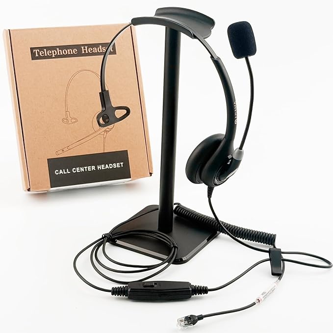 Arama Telephone Headset for Cisco Office Phones, Corded RJ9 Headset with Mic Mute&Volume Control, Lightweight, Clear Calls, Compatible with Cisco IP-7940G 8841 7841 9971(A600C)