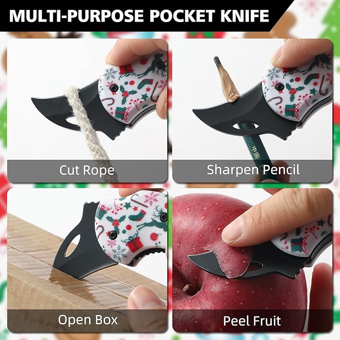 Small Pocket Knife for Women Men，Cute Box Cutter，Folding Utility Knife with 1.38''Sharp Blade，Mini EDC Knives for Everyday Carry,Ideal Gifts for Men and Women（Christmas Gifts）