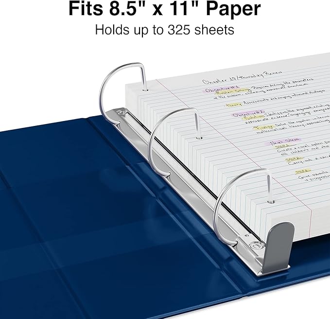 Staples Heavy-Duty 1.5-Inch D-Ring View Binder, Reinforced Spine, Holds Up to 350 Sheets, Blue, for Office & School