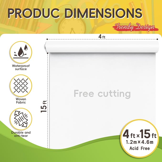 4x15ft White Bulletin Board Roll,DIY Background Decor | Durable hole-free recovery, Flexible cut-to-size material, Effective noise barrier, Student work & note display wall