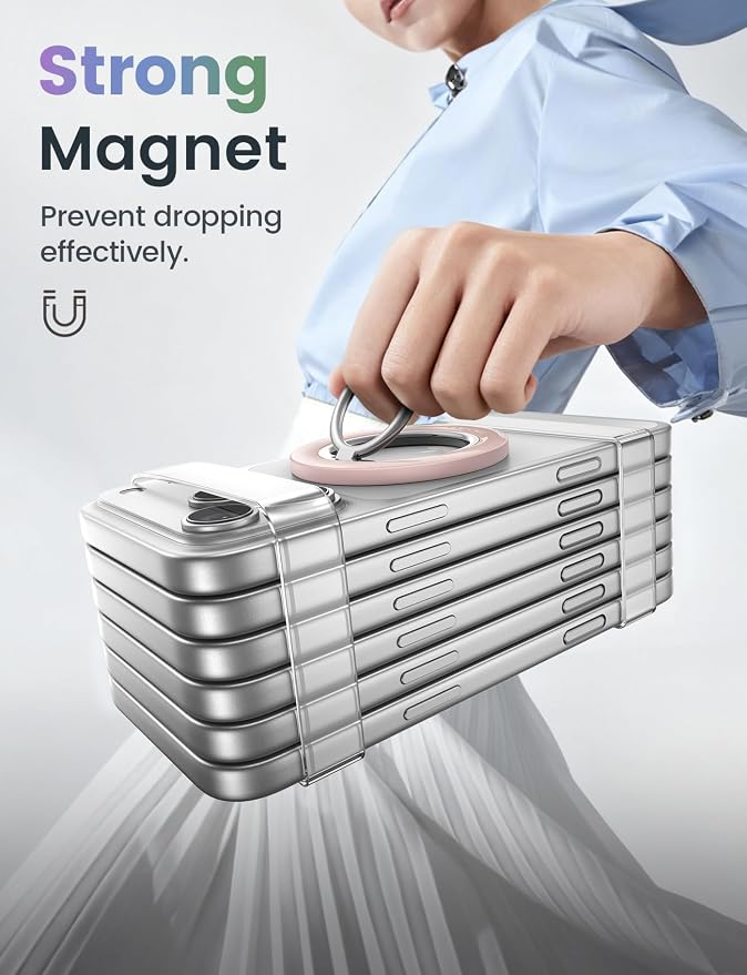 Lamicall for MagSafe Magnetic Phone Ring, Crystal Pink Finger Grip | 360° Smooth Damping Rotation, Ring Holder Stand Kickstand for iPhone 17 16 15 14 13 12 Pro Max Air, Cellphone Accessories
