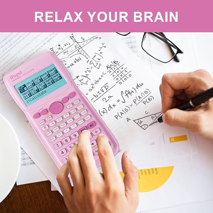 Pink Scientific Calculators with Graphing Functions, IPepul 10 Modes Math Calculator for High School and College Students, Teachers, Office, Algebra, Geometry, Statistics, Pink School Supplies