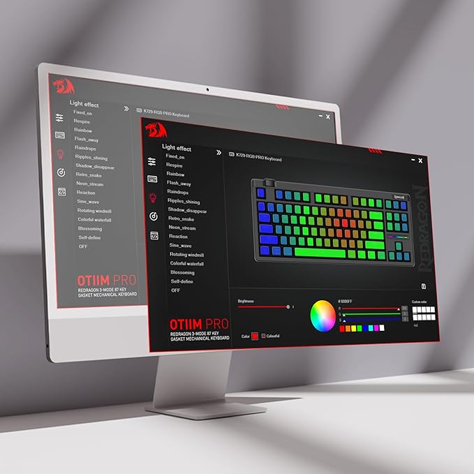 Redragon K729 PRO 80% Wireless Gasket RGB Gaming Keyboard, 3-Mode TKL Mechanical Keyboard w/Knob Control, Mix-Color PBT Keycaps, Hot-Swap South-Facing Socket & 5-Layer Dampener, Custom Silent Switch