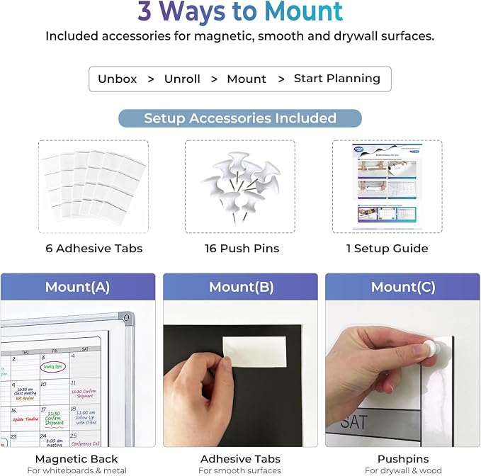 Extra Large Magnetic Dry Erase Calendar 4 Month,46x63 in Magnetic Calendar | Giant Huge Size Erasable Laminated Four Monthly Whiteboard Calendar, Oversized Blank 120 Days White Board Poster for Office