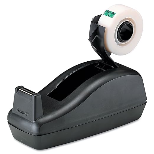 Scotch Deluxe Desktop Tape Dispenser, Black, for 1 Inch Core Tapes (C-40)