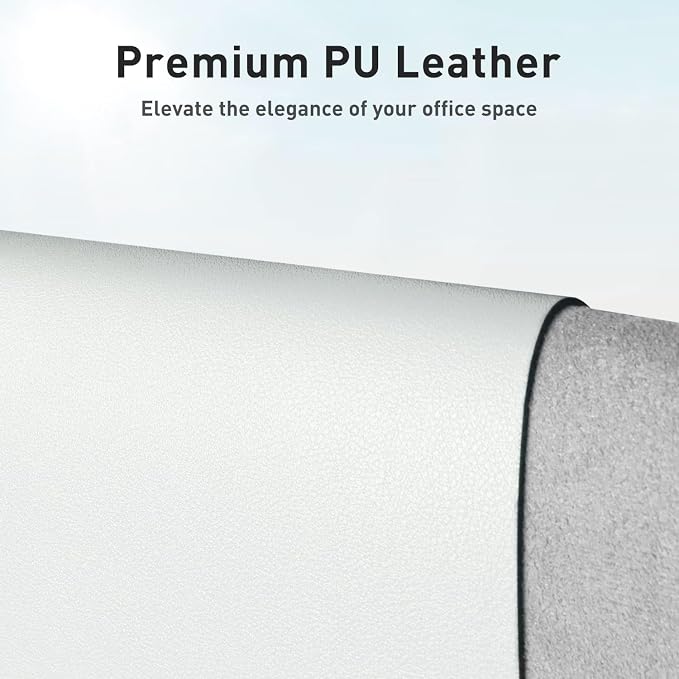 Aothia Leather Desk Pad Protector, Office Mat, Large Mouse Pad, Non-Slip PU Leather Blotter, Laptop Desk Pad, Waterproof Writing Pad for Office and Home (Barely Grey, 31.5" x 15.7")
