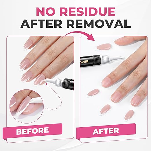UNA GELLA 15g Semi Solid Nail Glue and 10ml Nail Glue Remover Kit for Press On Nails, No U V Light Needed Quick Dry Adhesive, Rotary Flow Control Debonder with Built-in Pry Bar Tip, 28+ Days Hold
