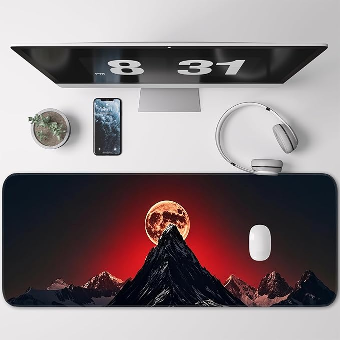 Gaming Mouse Pad, Large Desk Mat, Non-Slip Rubber Bottom, Stitched Edge Mouse Pad for Home, Office Desk, Gaming Keyboard Pad, 31.5 x 11.8 Inch, Desk Protector