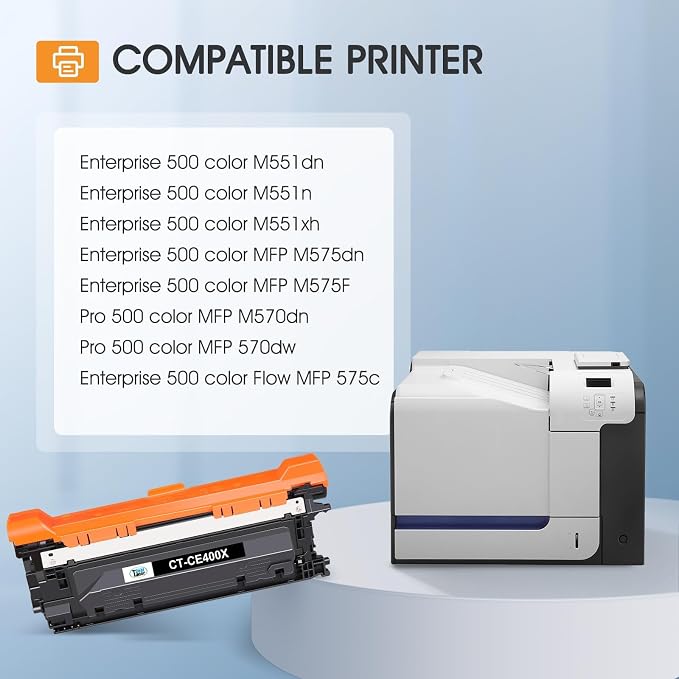507X 507A Toner Cartridges 4 Pack High Yield CE400X CE401A CE402A CE403A | Compatible for HP LaserJet Enterprise 500 Color M551 M551n M551dn M551xh MFP M570dn M570dw M575f M575c M570 M575 Printer