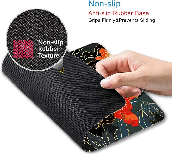 Japanese Koi Mouse Pad, Black Gold Gaming Mouse Pad, Anime Mousepad with Non-Slip Rubber Base, Computer Mouse Mat Office Accessories Decor Gift, 9.5 x 7.9 Inch