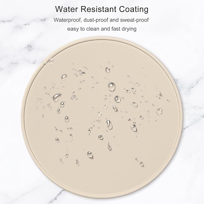 Hsurbtra Mouse Pad, Premium-Textured Small Round Mousepad 8.7 x 8.7 Inch Beige, Stitched Edge Anti-Slip Waterproof Rubber Pretty Cute Computer Mat for Office Home Gaming Laptop Men Women Kids