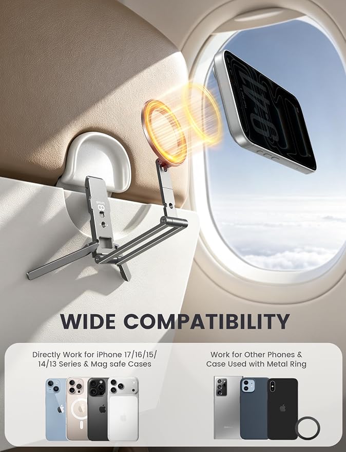 Lamicall for MagSafe Tripod Stand Dual-Side Magnet Camera Accessories Kits | 360° Upgraded Aluminum Magnetic Phone Tripod for iPhone 17/16/15 Pro Max Women Men Accessory Kits fit Vlog Silver