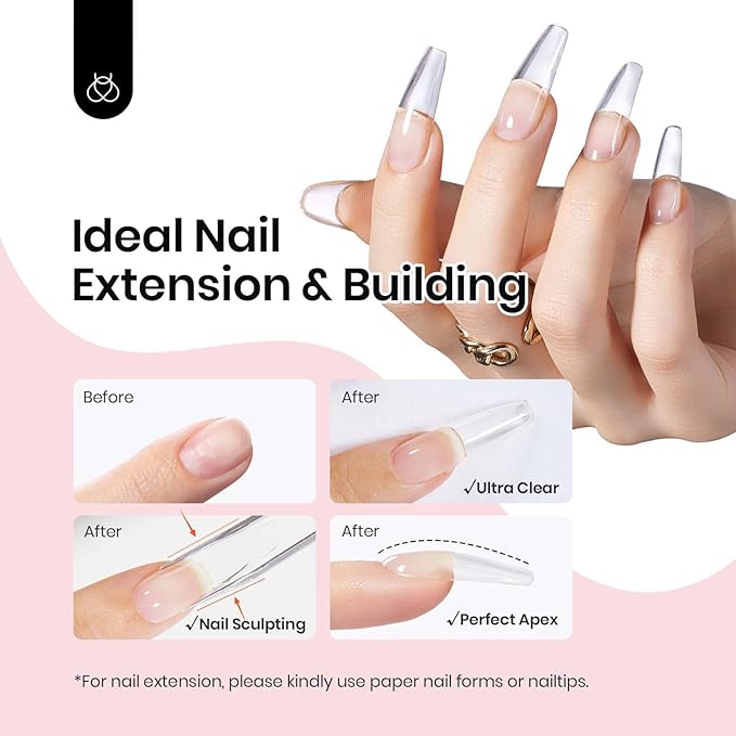 Beetles Low Heat Hard Gel Kit,Mint Sheer 2 Pcs Nail Extension,Sculpting,Building Apex for Salon Professionals,Clear Builder Nail Gel,UV & LED Lamp Needed