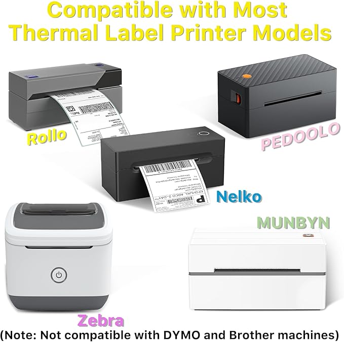 Square Thermal Label Stickers, 2"x2" (50.8mm x 50.8mm) Compatible with Multiple Thermal Printers Self-Adhesive Square Direct Strong Adhesive Thermal Labels, Yellow, 500 Sheets/Roll