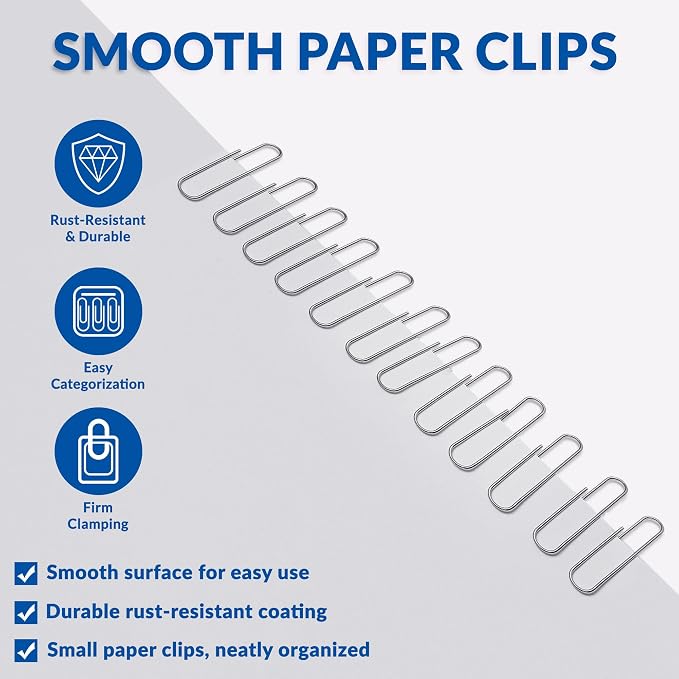 Small Paper Clips, 1.1 Inch Paper Clip, 300 pcs Paperclips (Small, Silver)