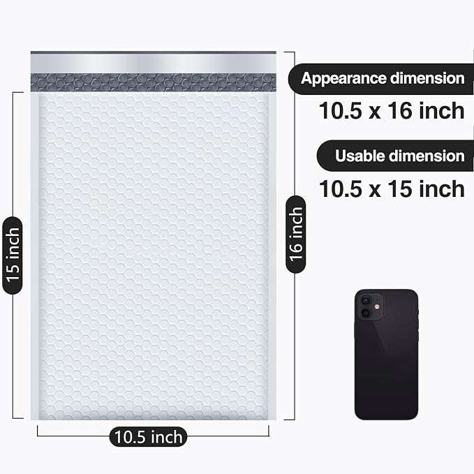 UCGOU Bubble Mailers 10.5x16 Inch 40 Pack Usable Size 10.5x15 Inch Large Padded Envelopes White Waterproof Packaging Bags for Shipping Self Seal Strong Adhesion Envelopes for Jewelry Makeup Supplies | Waterproof Self Seal Adhesive Large Padded Envelope...