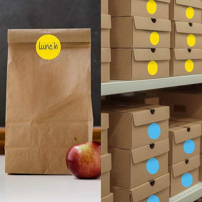 2 inch Color-Code Dot Labels | 500/Roll (Yellow) | Yellow Circle Stickers with Writable Semi-Gloss Paper for Inventory, Classrooms, Offices, and Warehouses. Made in USA