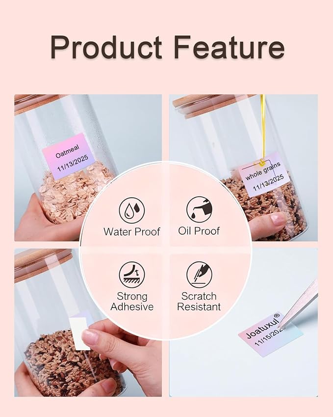 Thermal Labels, Compatible with T50M Pro/M110/M100/M220 Label Maker and Other 4x6 Thermal Printers for Shipping Barcode & Custom Stickers, Gradient Pink, 1.57×1.18 inch