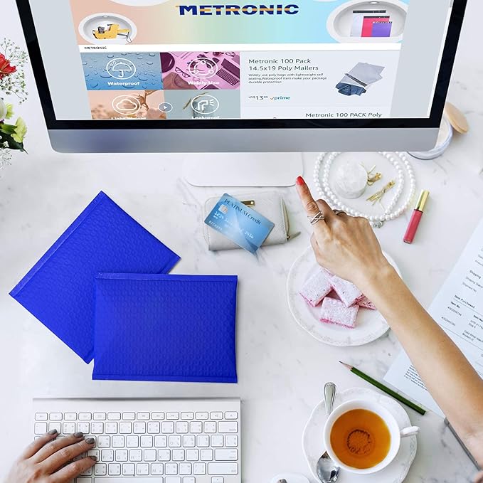 Metronic 8.5x12 Bubble Mailers 250 Pack Blue Bulk Bubble Mailers Usable Size 8.5x11" Self Seal Shipping Envelopes, Padded Envelopes Packaging for Small Business, Boutique