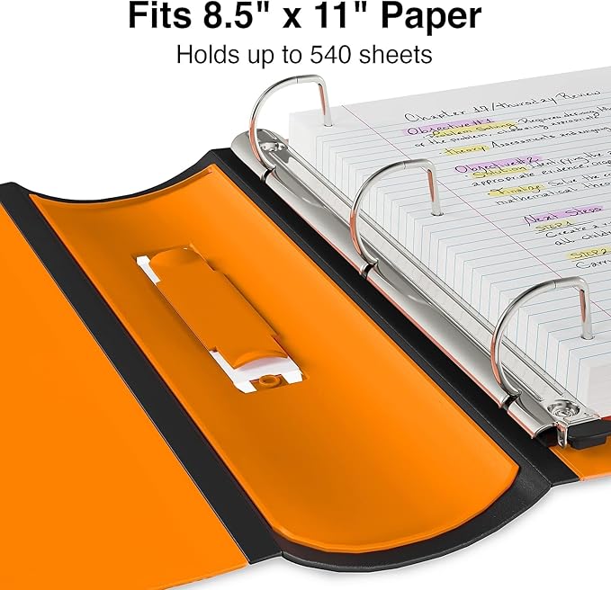 Staples Better Binder, 2" D‑Ring 3‑Ring Binder, Bright Orange, Reinforced Rubber Spine, Durable High‑Capacity Binder for School & Office