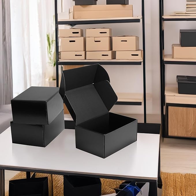 Rempry 6 Pack 9x6x4 Black Shipping Boxes, Small Cardboard Mailer Boxes for Small Business Shipping Packaging