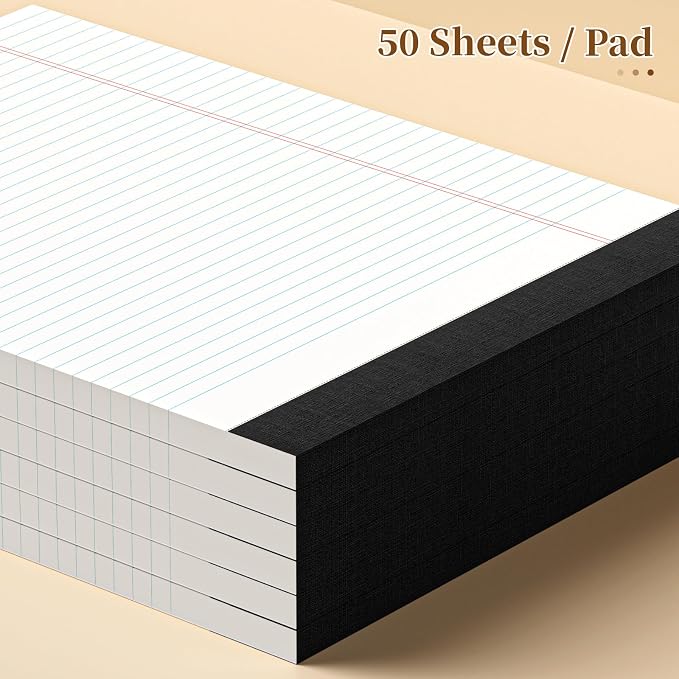AILZFEI 300 Sheets Legal Pads 8.5 x 11 College Ruled 6-Pack White Paper Note Pad Narrow Ruled 50 Sheets per Notepad Perforated Writing Pad Sturdy Back 8x11 Legal Pads Pads of Paper