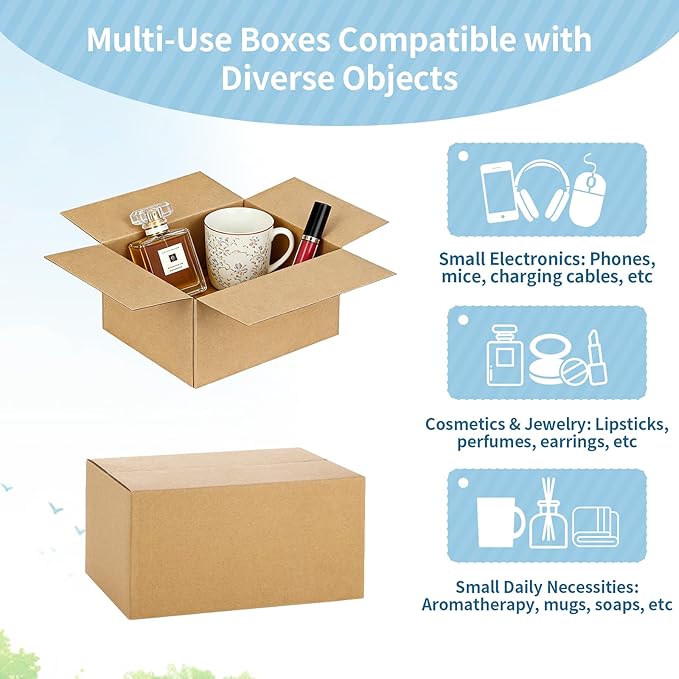 Famagic Small Shipping Boxes 6x6x6 Inch 10 Pack Brown Box Corrugated Cardboard Boxes for Packaging Small Business, Mailing Boxes for Shipping