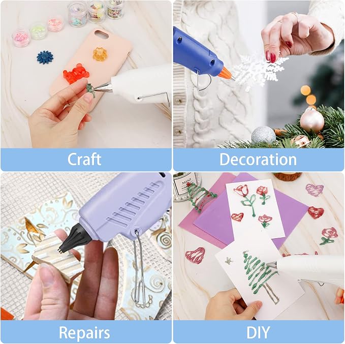 White Hot Glue Sticks, 24PCS Mini Size 0.27" Dia x 8" Long Hot Melt Glue Stick Colored, All Temperature Adhesive EVA Glue Sticks for Repairing Sealing Stamp DIY Art Craft Decoration