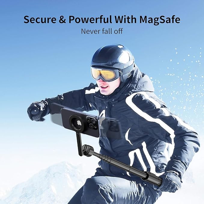 Magnetic Phone Tripod for iPhone 54" Selfie Stick | Tripod Stand with Remote and Metal Ring for Cell Phone Video Recording/Photography/Vlogging (Balck)