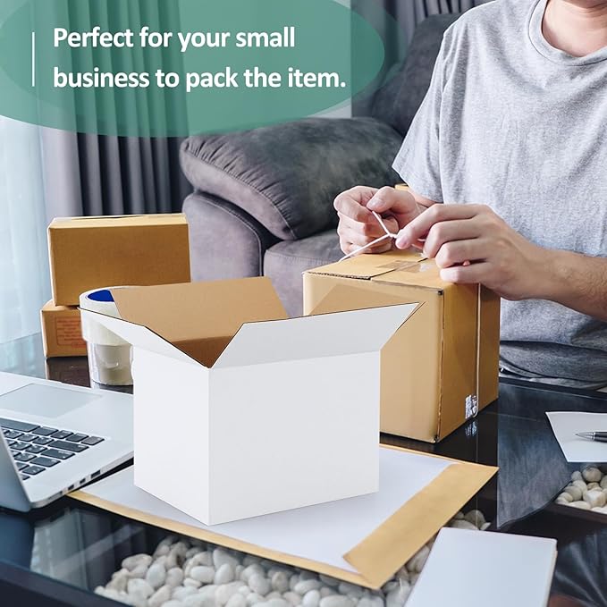 Eupako 30 Pack Small Shipping Boxes Assorted Sizes, White Corrugated Box Mailers, Cardboard Boxes for Packaging Small Business, Mailing, 8x6x6 & 10x7x5 & 11x6x6 10 PCS Each Small Boxes
