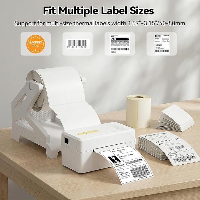 Bluetooth Thermal Shipping Label Printer, Wireless 3x5 Portable Thermal Printer for Small Business, Support iOS, Android, Windows, Mac, Widely