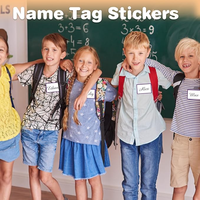 Starboling Name Tag Stickers, 200 Pcs 3"x2" Deep Purple Plain Name Tag Stickers with Colorful Border, for Office, Meeting, School and Home