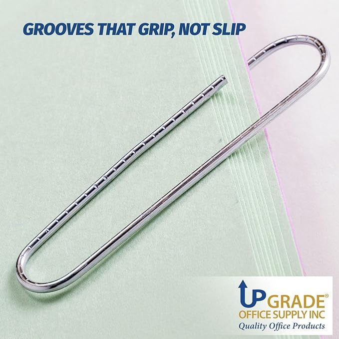 Upgrade Office Supply Jumbo Paper Clips, Non Skid, 1.9 Inch, 300 Count (3 Boxes of 100), Silver, Made in USA