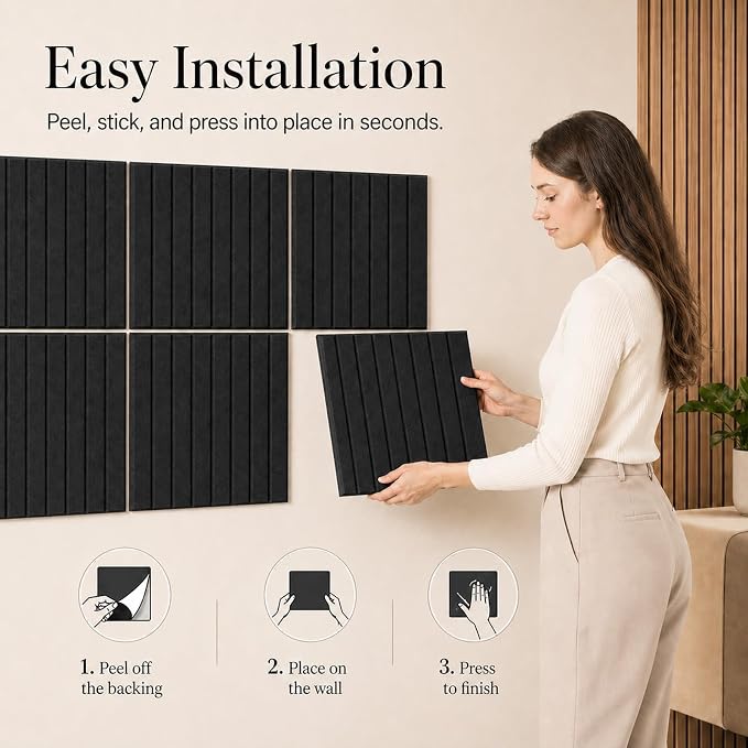 Stripe Felt Bulletin Board Tiles, Cork Board Alternative 48 x 36 in | 0.35 in modular felt wall tiles for notes, photos, schedules, reminders in offices, classrooms, home and office workspaces