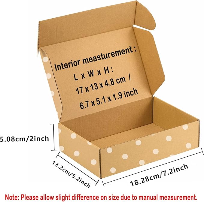 25 Pack Small Shipping Boxes - Corrugated Cardboard Mailers, Gift & Craft Packing (7.2" x 5.2" x 2")