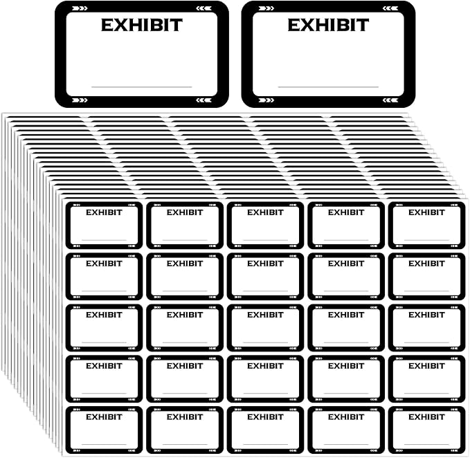 500 Pcs Exhibit Stickers Legal Exhibit Labels 1.65x1 Inches,White | Self adhesive Exhibit Stickers Blank File Folder Tabs for Courts Office Legal Document Folder, Blank Writeable Report Divider