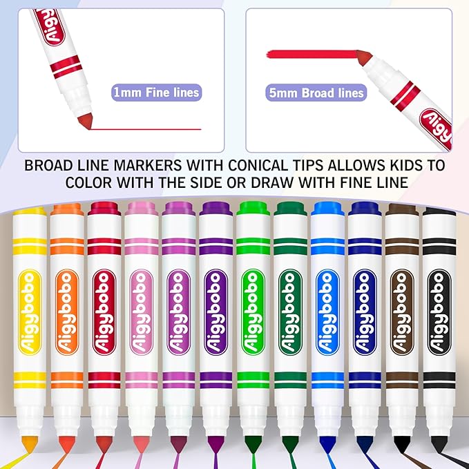 192 Count Washable Markers Bulk, Coloring Markers for Kids, 12 Colors | Broad Line Conical Tip, Back to School Supplies, Teacher Classroom Must Haves, Classroom Essentials & Art Supplies & Prizes