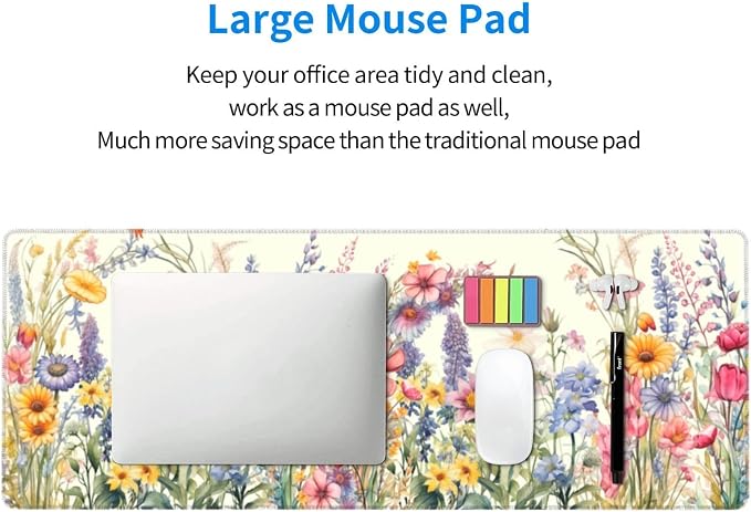 Flower Mouse Pad XL Large Mousepad Non Slip Rubber Base Desk Mat for Laptop Computer Gaming 31.5" X 12"