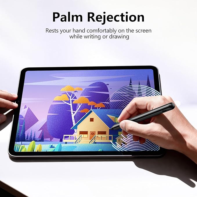 Stylus Pen for iPad 6-11th Gen 2X Fast Charge, Palm Rejection-Black | Tilt Sensitivity, USB-C Charge, Compatible with 2018-2026 Apple Pencil iPad Pro 11/12.9/13, Air 3/4/5/M2/M3/M4, mini 5/6/7