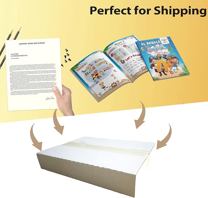 50 Pack Comic Book Shipping Box Mailers, 11 1/8×8 5/8×2" Height-Adjustable | SZYANGDA Sturdy Cardboard Easy-Fold Mailers for Letter-Size Comics & Documents, White