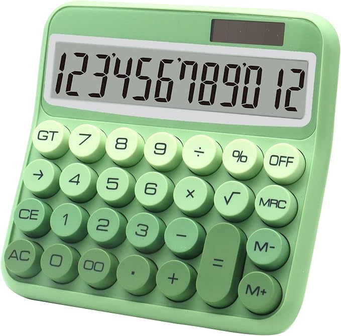 Green Basic Calculator, Big Button Calculator for Desk, Solar Calculator | Large LCD Display, Gradient Green Calculator for Desk , Desktop Calculator Powered by Two Modes, Green Desk Accessories
