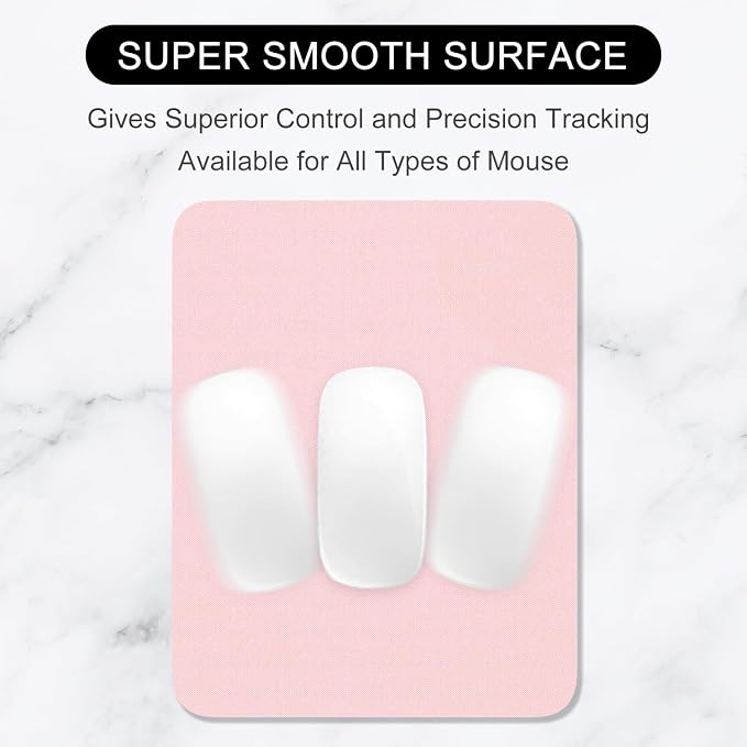 Hsurbtra Mouse Pad, Premium-Textured Square Mousepad 7 x 9 Inch, Thick 3 mm Anti-Slip Waterproof Rubber Pretty Cute Computer Mat for Office Gaming Laptop Women Kids Pink