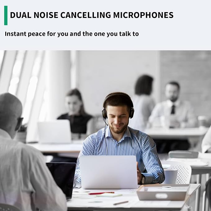 Yealink UH38 USB-A Wired & Bluetooth Headset,Teams Certified,Inline Control | Computer Stereo Headphones, Noise Cancelling Microphone,PC/Laptop/Mac/Tablet/Cell Phone, Call Center, Office, Busylight
